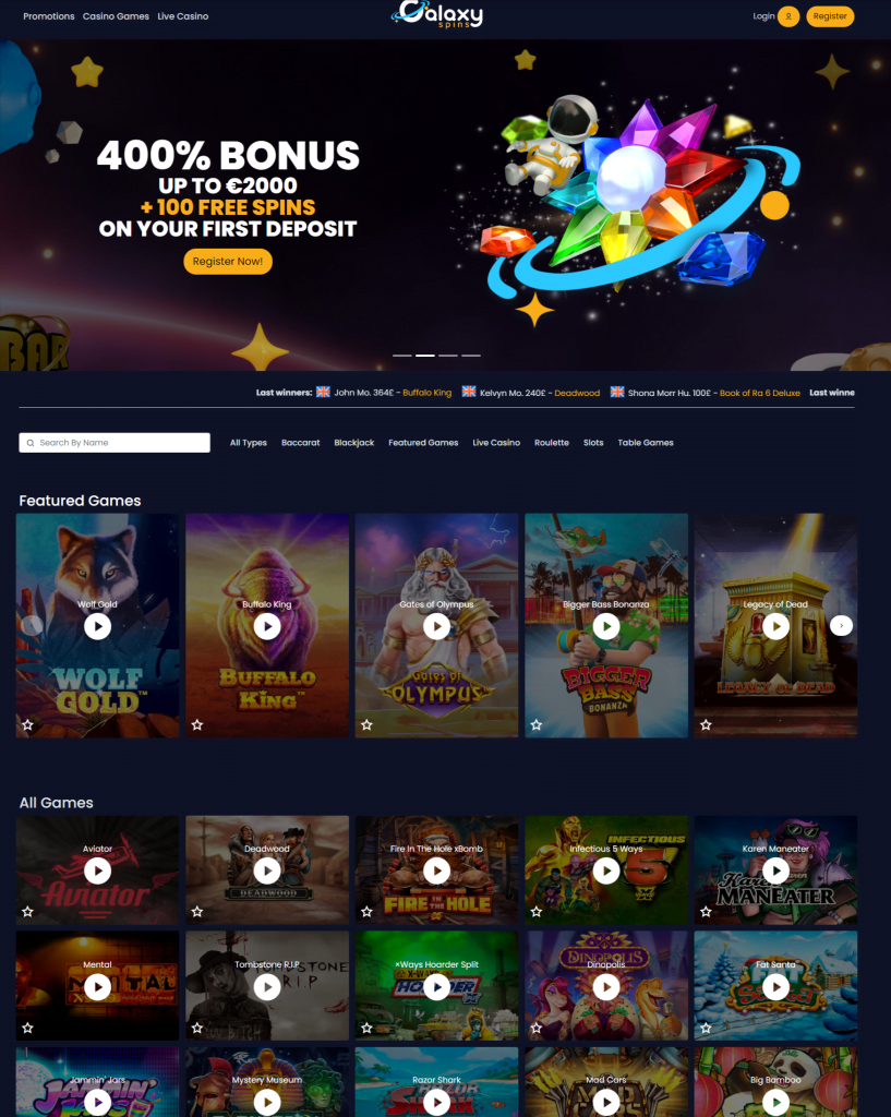 Non UKGC Licensed Casinos - Galaxy Spins