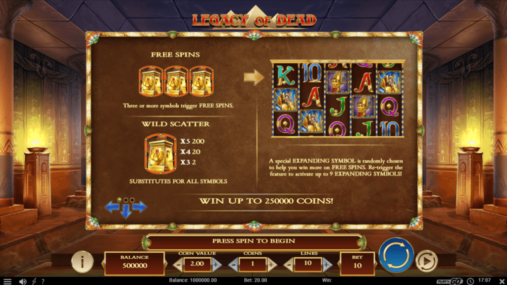 Legacy-of-Dead-Play-n-GO-Slot-Paytable