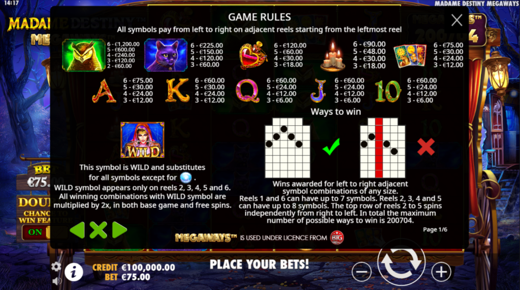 Madame-Destiny-Megaways-Pragmatic-Play-Paytable