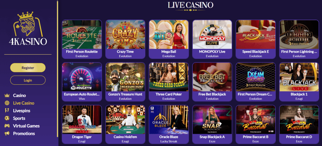 4Kasino Live Casino Games
