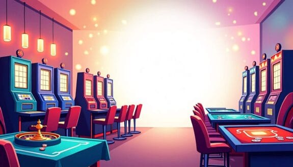 An inviting casino scene featuring vibrant slot machines