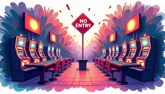 An intricate casino landscape featuring vibrant slot machines