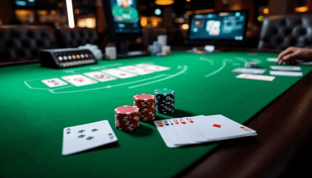 Image of a poker table at a non UK casino online